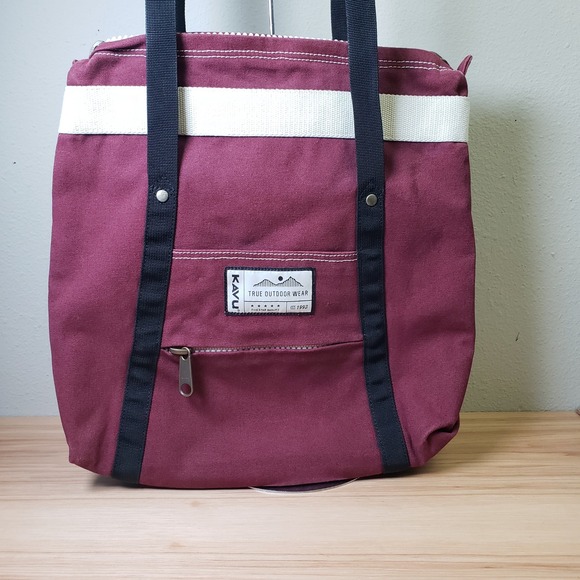 Kavu Handbags - Kavu Canvas Tote Backpack Shoulder Bag Burgundy Gorpcore Beach Travel Outdoors